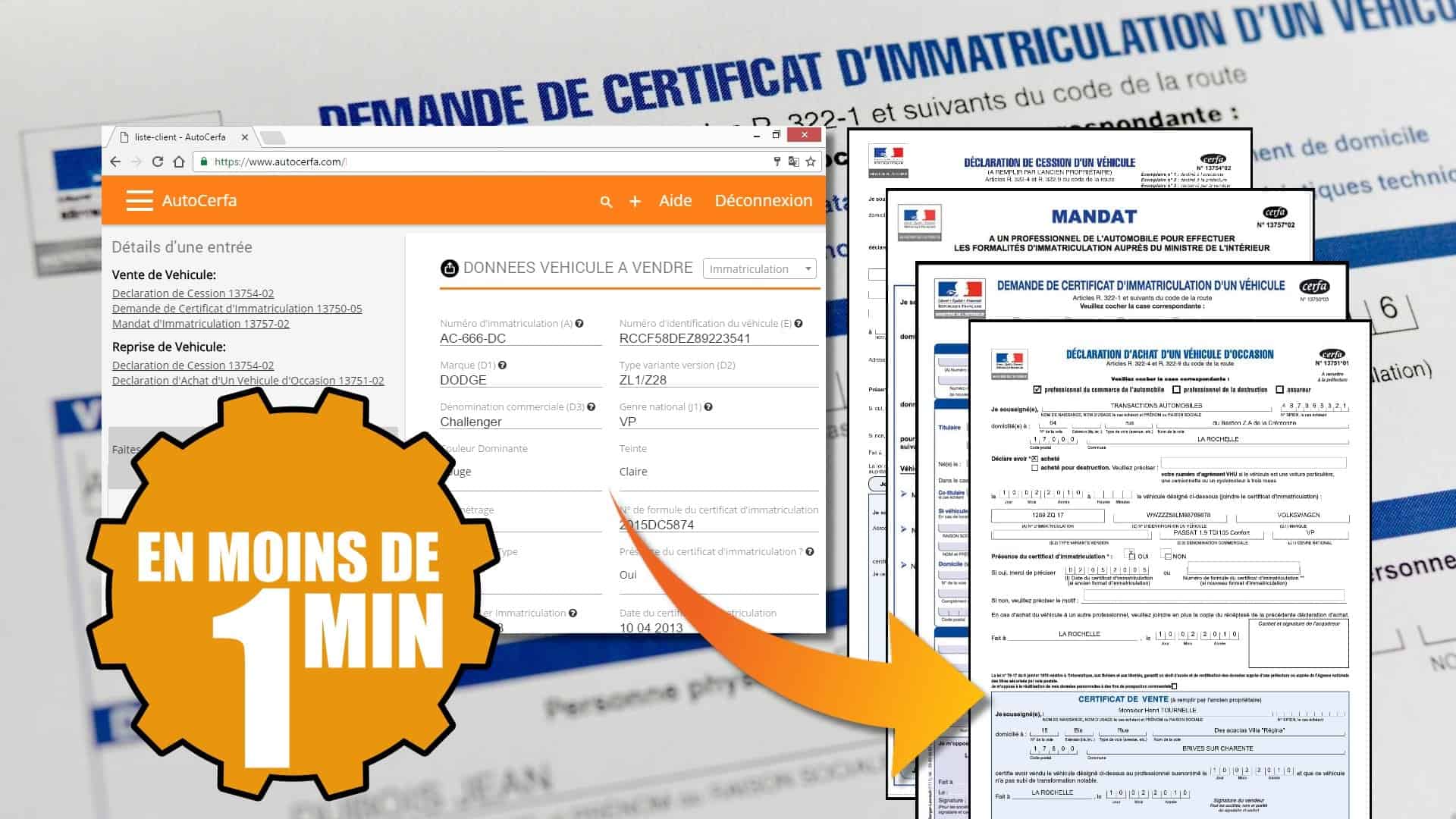 Remplissage automatique de formulaire cerfa pour concessionaire automobile en France. Un logiciel crée pour tous les concessionnaires d'automobiles.