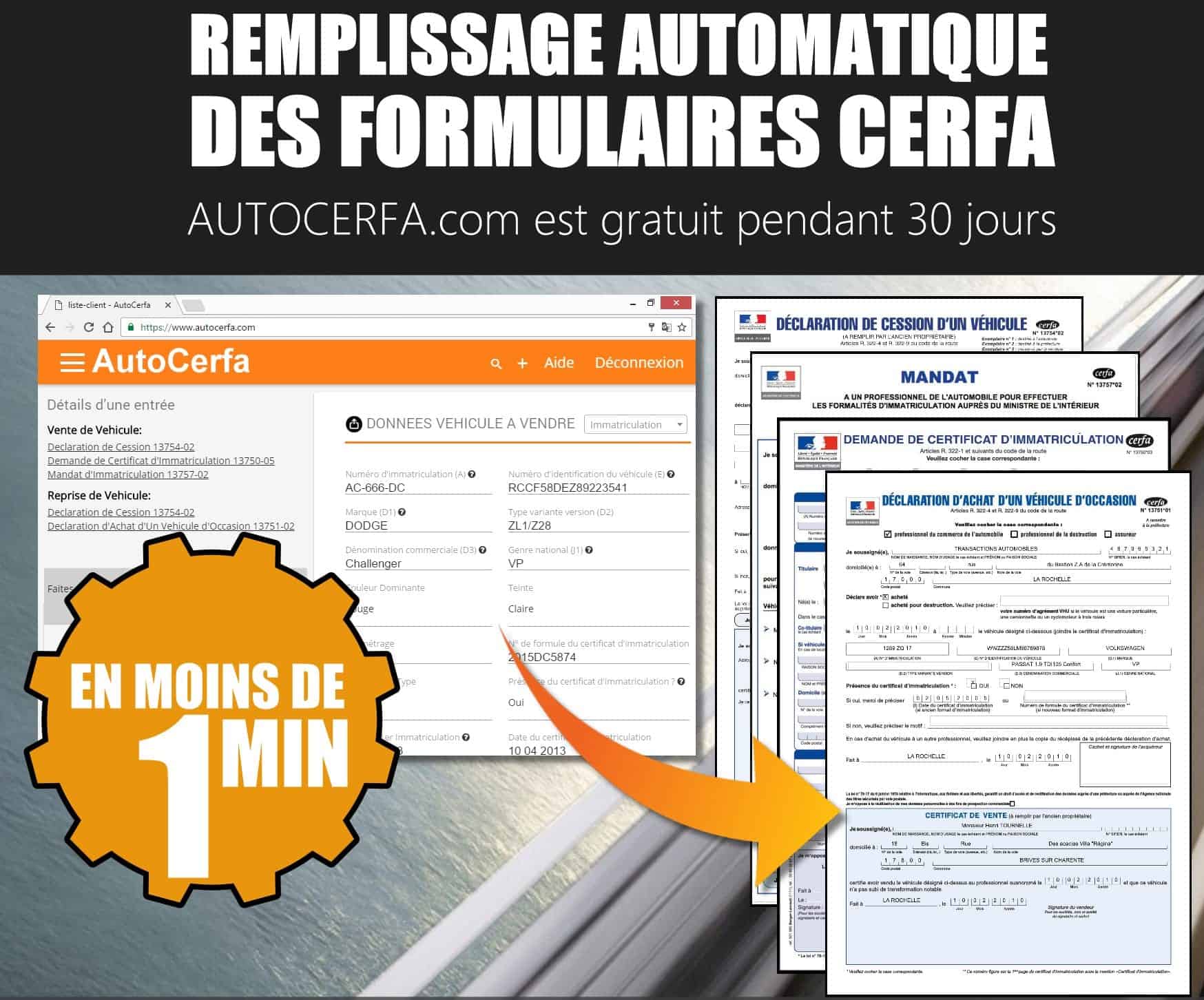 Remplissage automatique de formulaire cerfa pour concessionaire automobile en France. Un logiciel crée pour tous les concessionnaires d'automobiles.