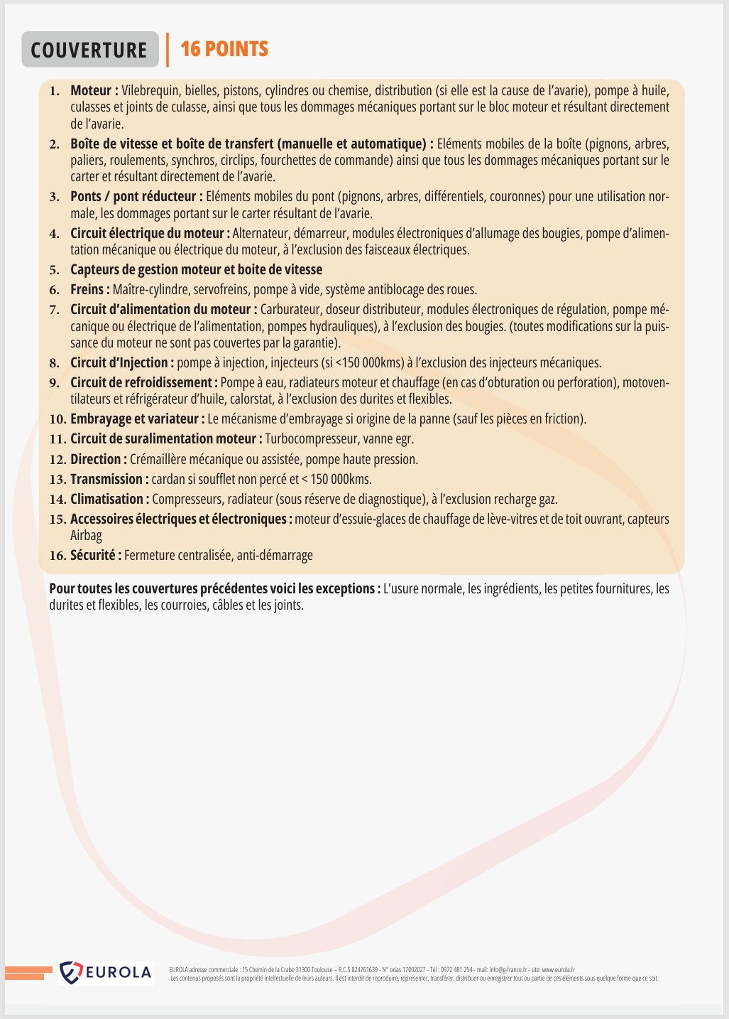 eurola-autocerfa2026-004-1808-130826 Garantie, Garantie véhicule, Garantie automobile, Garantie auto, Garantie occasion, Garantie VO, Garantie VN, Garantie constructeur, Garantie commerciale, Garantie légale, Garantie légale de conformité, Garantie des vices cachés, Garantie contractuelle, Extension de garantie, Garantie prolongée, Garantie premium, Garantie complète, Garantie intégrale, Garantie totale, Garantie moteur, Garantie mécanique, Garantie panne mécanique, Garantie pièces et main-d'œuvre, Garantie PMO, Garantie réparations, Garantie assistance, Panne mécanique, Panne moteur, Panne boîte, Panne boîte de vitesses, Panne transmission, Panne embrayage, Panne turbo, Panne injecteur, Panne pompe à injection, Panne distribution, Panne chaîne, Panne courroie, Panne différentiel, Panne pont, Panne cardan, Panne direction